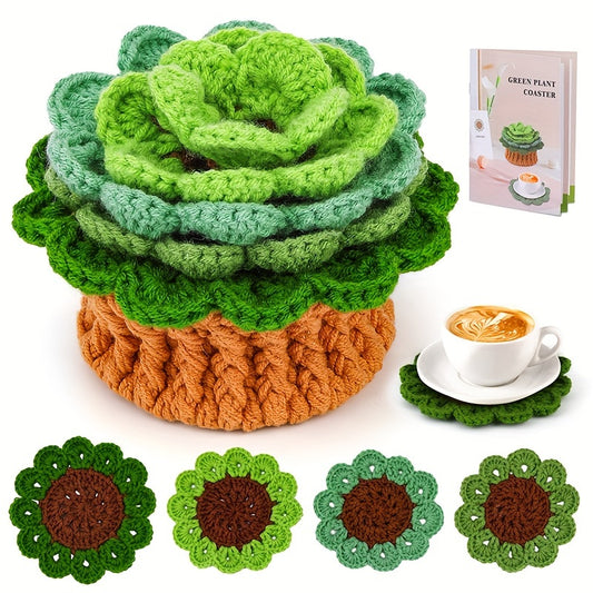 “Green Plant” Coasters Crochet Kit