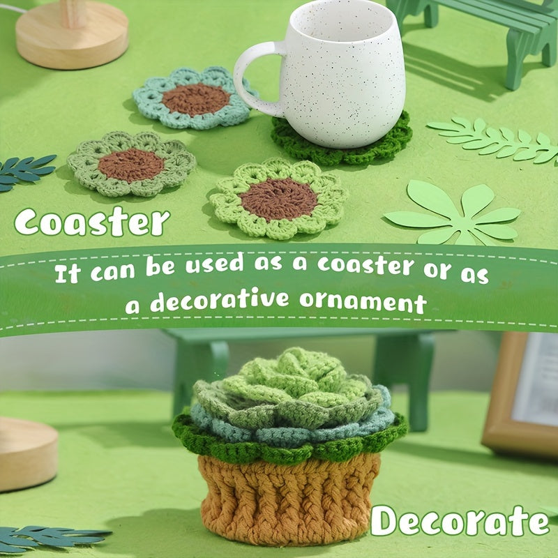 “Green Plant” Coasters Crochet Kit