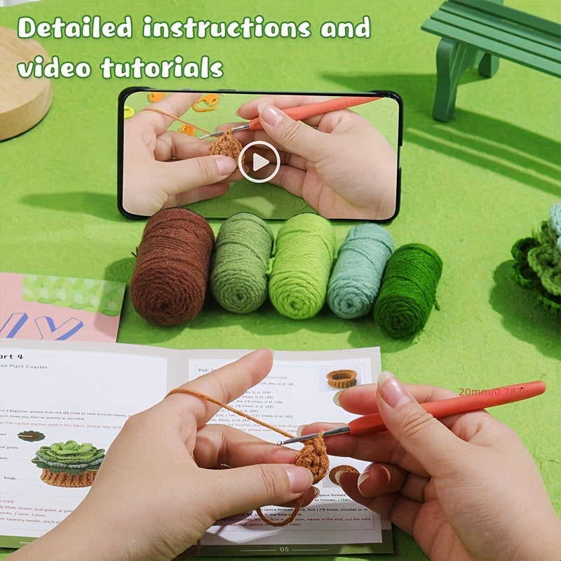 “Green Plant” Coasters Crochet Kit